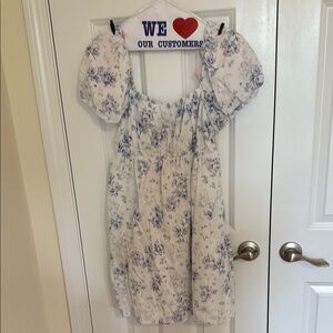 Floral Blue and White Kids Dress
